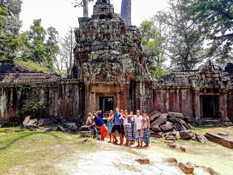 People standing in front of Angkor Wat, Siem Reap, Cambodia